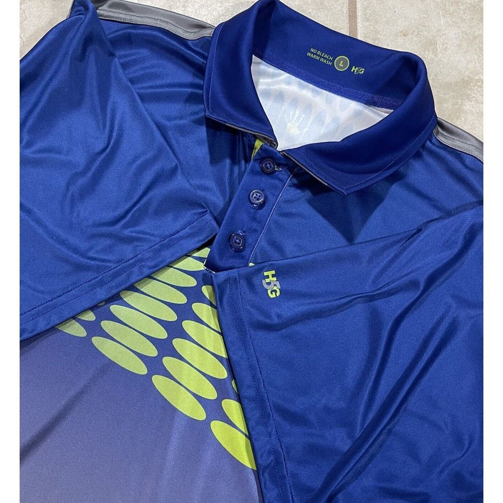 H5G Shirt Mens Size Large Short Sleeve Polo Blue‎ Green Gray